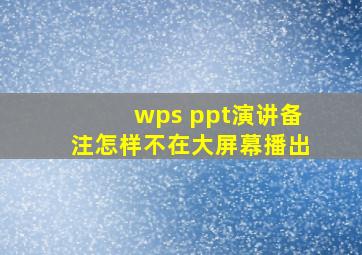 wps ppt演讲备注怎样不在大屏幕播出